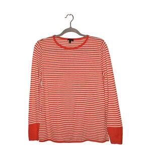 TALBOTS $78 Red White Stripe Lightweight Linen Blend‎ Sweater Large